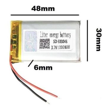 Imagem de Bateria 3.7v 1200 Mah 6mm X30mm X48mm 2 Fios 603048 - bgb