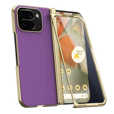 Imagem de HAOMRIYL Capa para Google Pixel 10 Pro Fold, protetor de tela integrado, dobradiça fina, à prova de choque, orifício para lente de câmera de precisão, revestimento protetor de PC, roxo, dobra 10 Pro