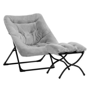 Imagem de Cadeira Saucer HollyHome G-Large com poltrona dobrável cinza