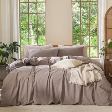Imagem de Conjunto de capa de edredom MooMee Bedding 100% algodão lavado Queen