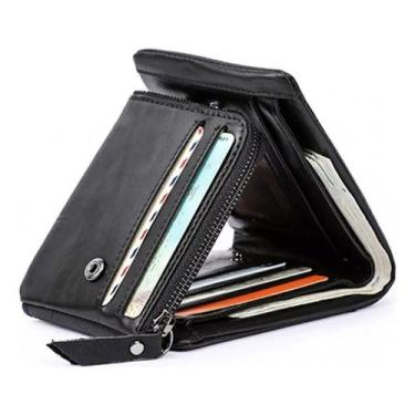 Imagem de Contatos de couro genuíno Wallet Knight com três dobras para homens - 