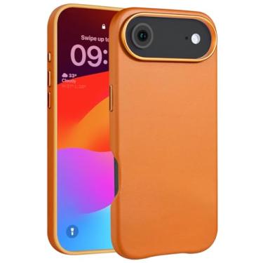 Imagem de Rumwot Capa de couro para iPhone 17 Air compatível com Magsafe, couro de grão superior, ajuste fino profissional, à prova de choque, botões de metal e moldura de batida da câmera, capa magnética