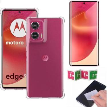 Imagem de [GL CASES] Kit Capa Moto Edge 50 Fusion Case Capinha Motorola Moto Edge 50 Fusion Anti Impacto Reforçada Silicone Transparente Proteção De Câmera + Pelicula De Vidro CURVADA 3D 9H Cobertura Total