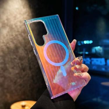 Imagem de Capa de celular gradiente colorida para Samsung S25 S24 S23 FE Plus, ultra magnética, com carregamento sem fio, transparente, B, magnética, para Samsung S25 Ultra