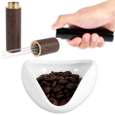 Imagem de MFAUCAZB Conjunto de dosagem de café, conjunto de 3 peças de cerâmica e acessórios de café ABS com garrafa spray e ferramenta de distribuição de café expresso, compatível com cafeteira, 1 unidade, cor
