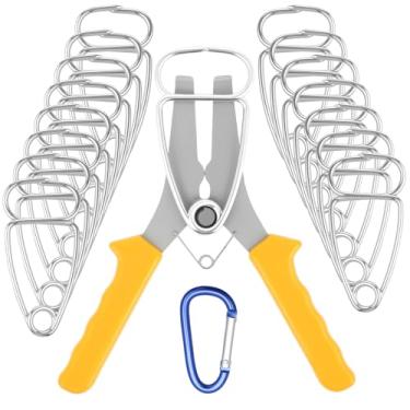 Imagem de KTZCTPCA Kit de 18 peças de grampo de mola de esquadria e alicate, clipe de quadril e 16 braçadeiras de esquadria, grampo de mola para marcenaria, molduras, ferramenta de moldagem de coroa