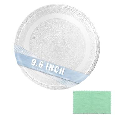 Imagem de LUBIYACK Placa de vidro para micro-ondas de 24,4 cm, bandeja giratória para micro-ondas, bandeja giratória de forno para melhor reaquecimento e distribuição uniforme de calor