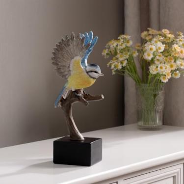 Imagem de Hi-Line Gift Ltd. Blue Tit On Branch Decoração de mesa para casa de pássaro de resina realista