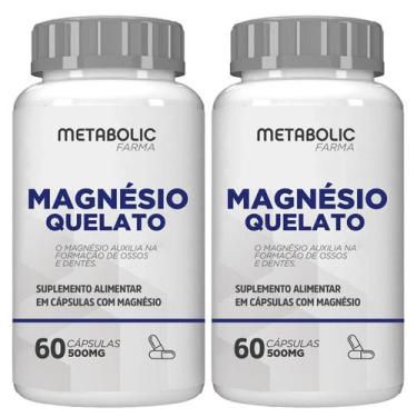 Imagem de 2x Magnesio Quelato Puro Concentrado 500mg 120cáps Metabolic Farma