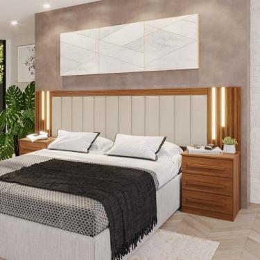 Imagem de Cabeceira Casal Extensível Estofada com Led Luminous Yescasa