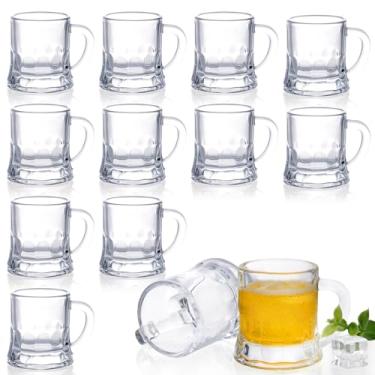 Imagem de Futtumy Mini caneca de cerveja de 59 ml, copos de shot com alças, mini copo de cerveja para festa de Natal, aniversário, churrasco, canecas de cerveja para freezer, homens, mulheres, pai, pai, cerveja