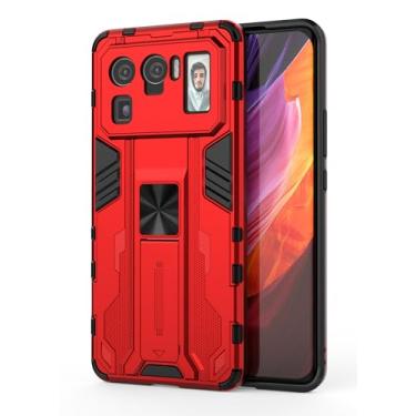 Imagem de SORAKA Capa para Xiaomi Mi 11 Ultra 5G com suporte Capa de proteção resistente para Xiaomi Mi 11 Ultra 5G Capa com placa de metal para suporte magnético para carro Capa Silm Fit