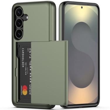 Imagem de Nvollnoe Capa para Samsung Galaxy S25 FE com suporte para cartão, camada dupla, capa protetora resistente, compartimento oculto para cartão, capa carteira fina para Samsung S25 FE de 16,7 cm (verde)