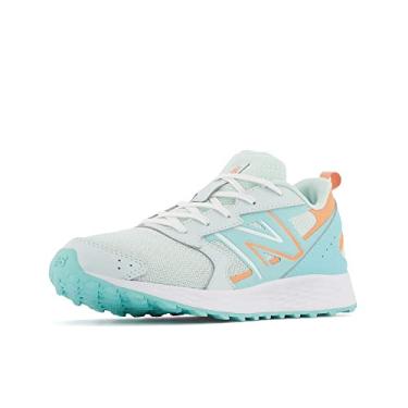 Imagem de New Balance Tênis de corrida unissex infantil Fresh Foam 650 V1 com cadarço, Surfe claro/esmalte pêssego/surfe, 6.5 Wide Big Kid