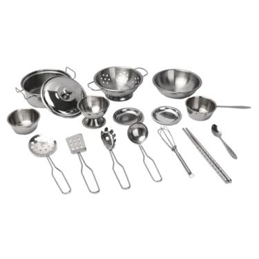 Imagem de Dynwave Conjunto de brinquedos de cozinha para crianças, potes e panelas de brinquedo, aço inoxidável, presente realista, utensílios de cozinha de mentira