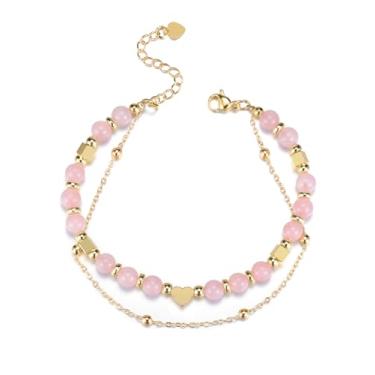 Imagem de Jovivi Pulseiras de coração de cristal de chacra para mulheres, cristais de cura de pedras naturais e pedras preciosas com contas e joias presentes inspiradores de aniversário, 6mm, Pedra, Sem Pedra