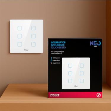 Imagem de Avant Neo Interruptor Inteligente Branco 6 Botões Smart Touch Bivolt 4x2 Hub Zigbee Compatível com Alexa, Google Home e Tuya Neutro Parelelo Virtual