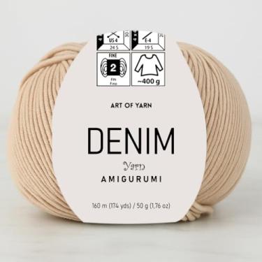 Imagem de Jeans Amigurumi Fio Arte 55% Algodão 45% Poliacrílico 50 g 174 m Macio Suave Esporte Fino (2) para Crochê, Tricô, Cobertores de Tricô, Roupas de Bebê Mais Cores (Cappuccino Bege, Pacote 1)