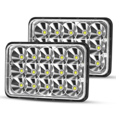 Imagem de Faróis de alta e baixa vedação, faróis de 10 x 15 cm, 2 faróis retangulares de 6 x 4 H4 plugue H4651 H4652 H4656 H4666 H6545 lâmpadas de faróis para KW Kenworth Accessories T600 W900 T800 Truck Peterbilt 379 Chevy C10