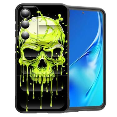 Imagem de CICPLKSE Capa para Galaxy S25 FE, silicone premium com [forro de microfibra macio antiarranhões] capa protetora à prova de choque para Samsung Galaxy S25 FE 6,7 polegadas 2025, caveira verde