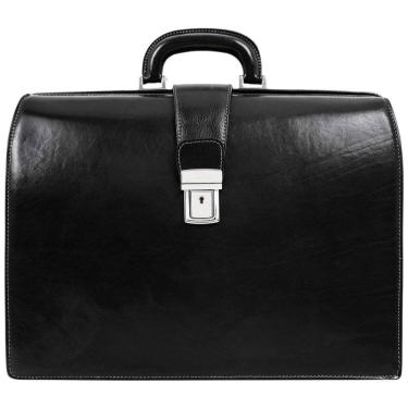 Imagem de Bolsa Maleta de Couro Masculina para Laptop, TIME RESISTANCE, Preto