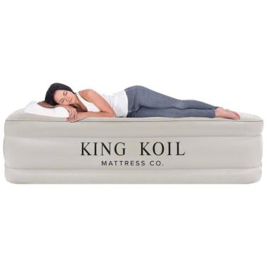 Imagem de Colchão de Ar Queen King Koil Luxury com Pillow Top Integrado e Bomba de Alta Velocidade Embutida - Melhor para Casa, Camping e Visitas