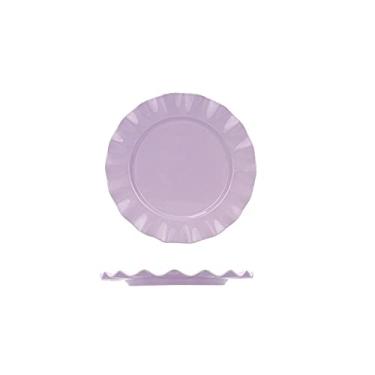 Imagem de Prato de serviço, pratos de jantar, pratos de jantar redondos ondulados criativos para bife, salada, macarrão e aperitivo, forno de micro-ondas e lava-louças (23,3 cm) pratos (cor: roxo, tamanho