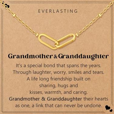 Imagem de JoycuFF Colar banhado a ouro para mulheres, colar de clipe de papel para mulheres, presentes ideais para mãe, avó, irmã e namorada, Aço inoxidável, Sem Pedra Preciosa