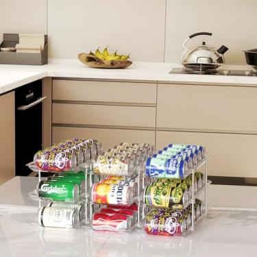 Imagem de Giznzg Organizador de latas para despensa, porta-latas para despensa e geladeira, enrolamento automático, organizador empilhável de alimentos enlatados e armazenamento para armário de cozinha, bancada