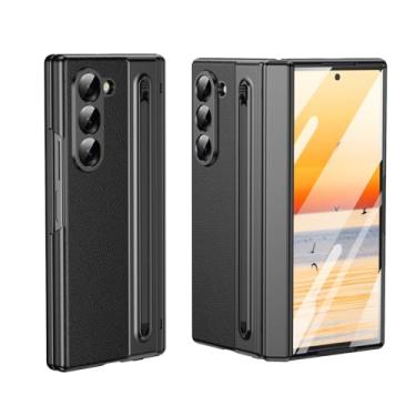 Imagem de HOULEE Capa para Samsung Galaxy Z Fold 6 com protetor de tela integrado e proteção de dobradiça e S Pen, capa protetora de couro premium com tudo incluído para Galaxy Z Fold 6 - preta