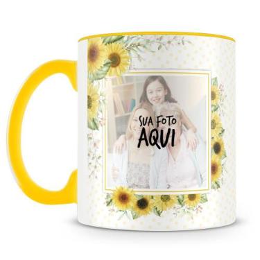 Imagem de Caneca Personalizada Girassol com 2 Fotos - Amo Canecas