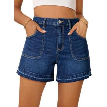 Imagem de Shorts jeans Dokotoo, modernos, elásticos, de cintura alta, 2025, femi