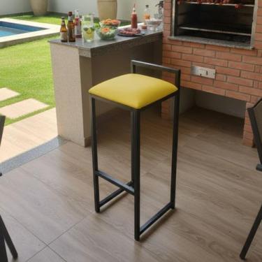 Imagem de Banqueta Quadrada Alta Clássica Cozinha Gourmet - Loja Béle, Amarelo