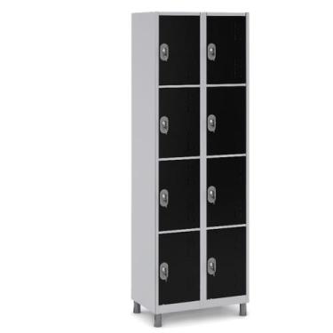 Imagem de Armário de Aço 8 Portas Grandes Locker Academia - W3, Preto