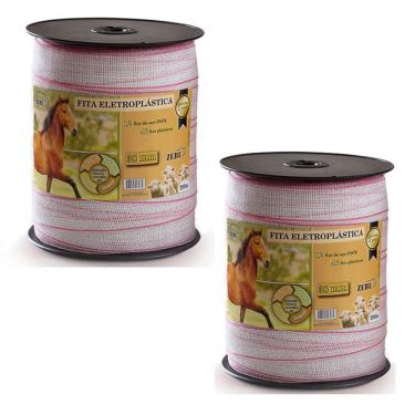 Imagem de Kit 2 Fita Eletroplástica Zebu 38mm - 200m Para Cercas Elétricas Rural Bobina 24260