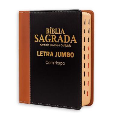 Imagem de Bíblia Sagrada Letra Jumbo - Luxo - Bicolor - Caramelo e Preta - C/ Ha
