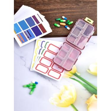 Imagem de 1 organizador de comprimidos de viagem com etiquetas, organizador portátil de remédios de viagem para comprimidos para 7 dias, armazenamento de vitaminas e óleo de peixe, vermelho