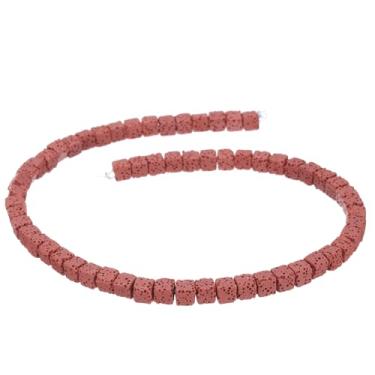 Imagem de Generic Contas de pedra vulcânica vermelha para fabricação de joias 6 mm difusor de óleo essencial contas de pedra, quadradas, 60 peças