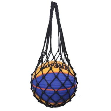Imagem de Bolsa de rede de armazenamento de bola de basquete futebol vôlei para bola única - preta