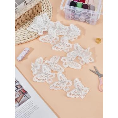 Imagem de 65 mm (65 mm) Acabamento de renda de organza de pérola de borboleta, enfeites de borda de fita de renda de poliéster para fazer grinaldas, buquê de flores, artesanato, casamento, aniversário, festa