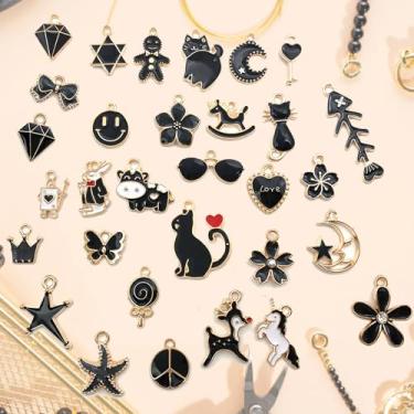 Imagem de Pingentes de metal e esmalte a granel para fabricação de joias, pingentes de metal misto para bijuterias DIY, brincos, brincos, pulseiras, fabricação e artesanato, 30 Pcs, Liga metálica, Sem Pedra