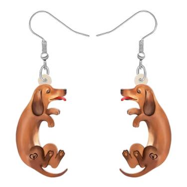 Imagem de Brincos de Dachshund fofos de acrílico com pingente de filhote de cachorro para mulheres, acessórios para mãe de cachorro, pingentes, presentes, Medium, Acrílico, Sem pedra preciosa