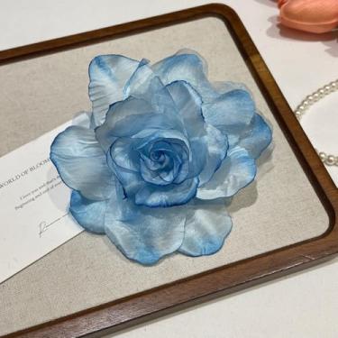 Imagem de Grampo de cabelo com flor gradiente para mulheres, acessório diário, acessório de viagem, acessório de estilo para piquenique na primavera ou uso em fotos