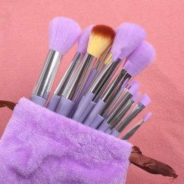 Imagem de 13 pincéis de maquiagem, corretivo de blush, delineador de sombra, kit de pincéis de maquiagem (roxo)