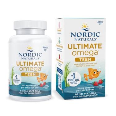 Imagem de Nordic Naturals Ultimate Omega 2X Teen, Strawberry - 60 Mini Soft Gels - 1120 mg Total Omega-3s with EPA & DHA - Brain Health, Positive Mood, Social Development, Learning - Non-GMO - 30 Servings