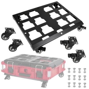 Imagem de Caixa de ferramentas atualizada compatível com carrinhos Milwaukee Packout Rodas Milwaukee Packout equipadas com rodas de bloqueio capacidade de carga de até 90 kg.