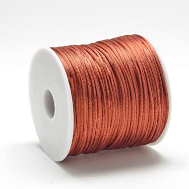 Imagem de Fio de nylon acetinado de 1 mm para fabricação de joias, contas brilhantes e sedosas, tranças, aparar, enrolar, artesanato, pulseiras de macramê Kumihimo, Sienna