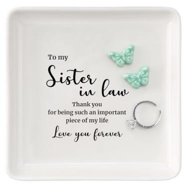 Imagem de HOME SMILE Sister in Law Anel de borboleta bandeja de joias - presentes de aniversário de casamento e Ação de Graças para Siter in Law - Obrigado por ser uma peça tão importante