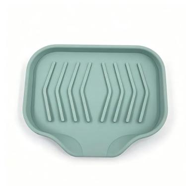 Imagem de Saboneteira de banheiro verde de silicone com drenagem antiderrapante suporte de sabão autodrenante para parede de chuveiro, mantenha as barras de sabão limpas a seco, prolonga a vida, adequado para
