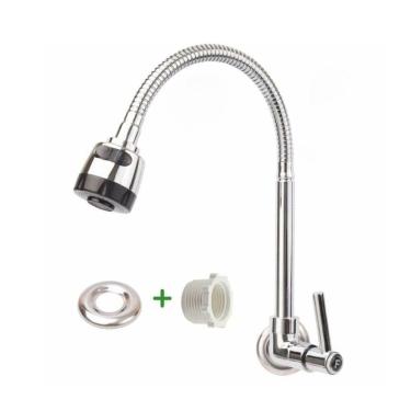 Imagem de Torneira Gourmet Flexível De Parede Com Ducha Cromado Inox Rotação De 360° Cozinha Lava...